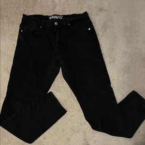 Tegias Stylish Black Skinny Stretch Denim Jeans for Men- W36, L32, EUC